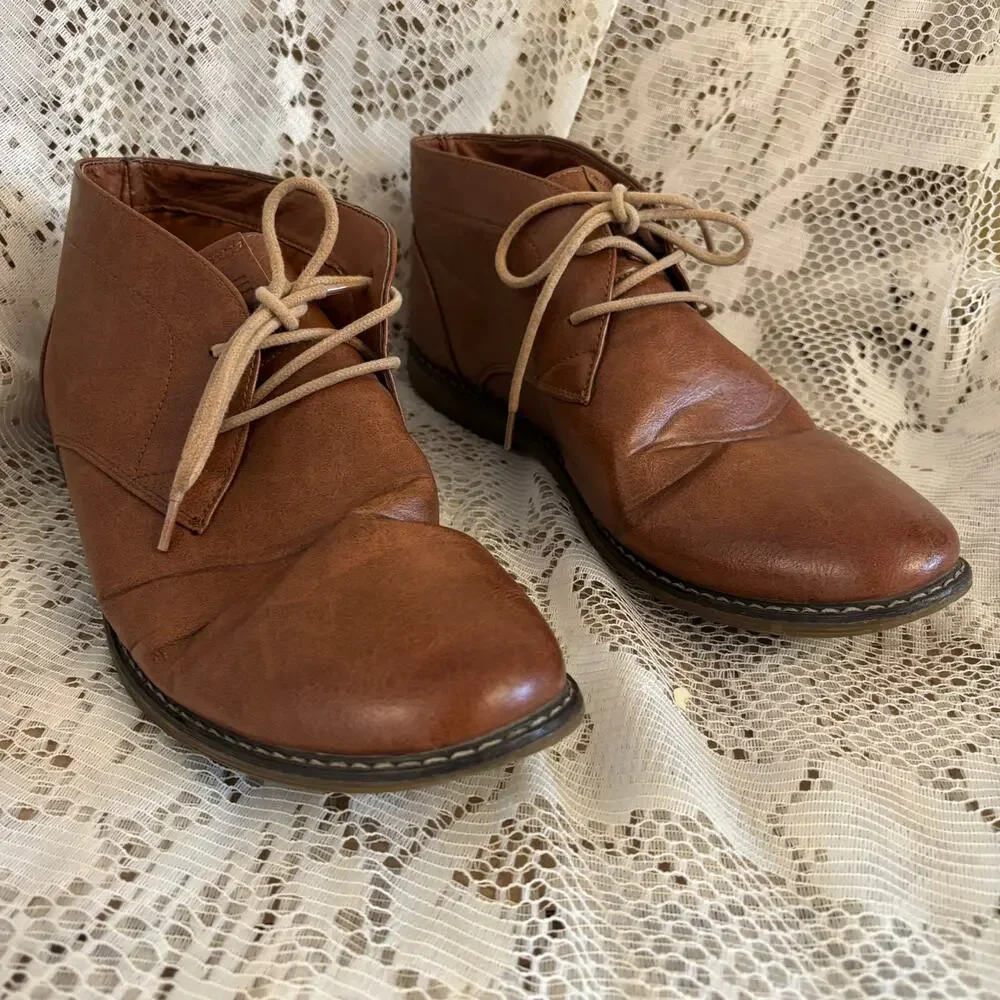 London Fog Men's US 12 M Blackburn Brown Leather Chukka Boots